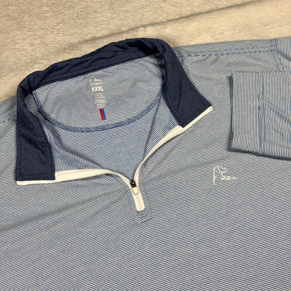 Rhoback Quarter Zip Pullover Mens XXXL Blue White Stripe Performance Golf Shirt